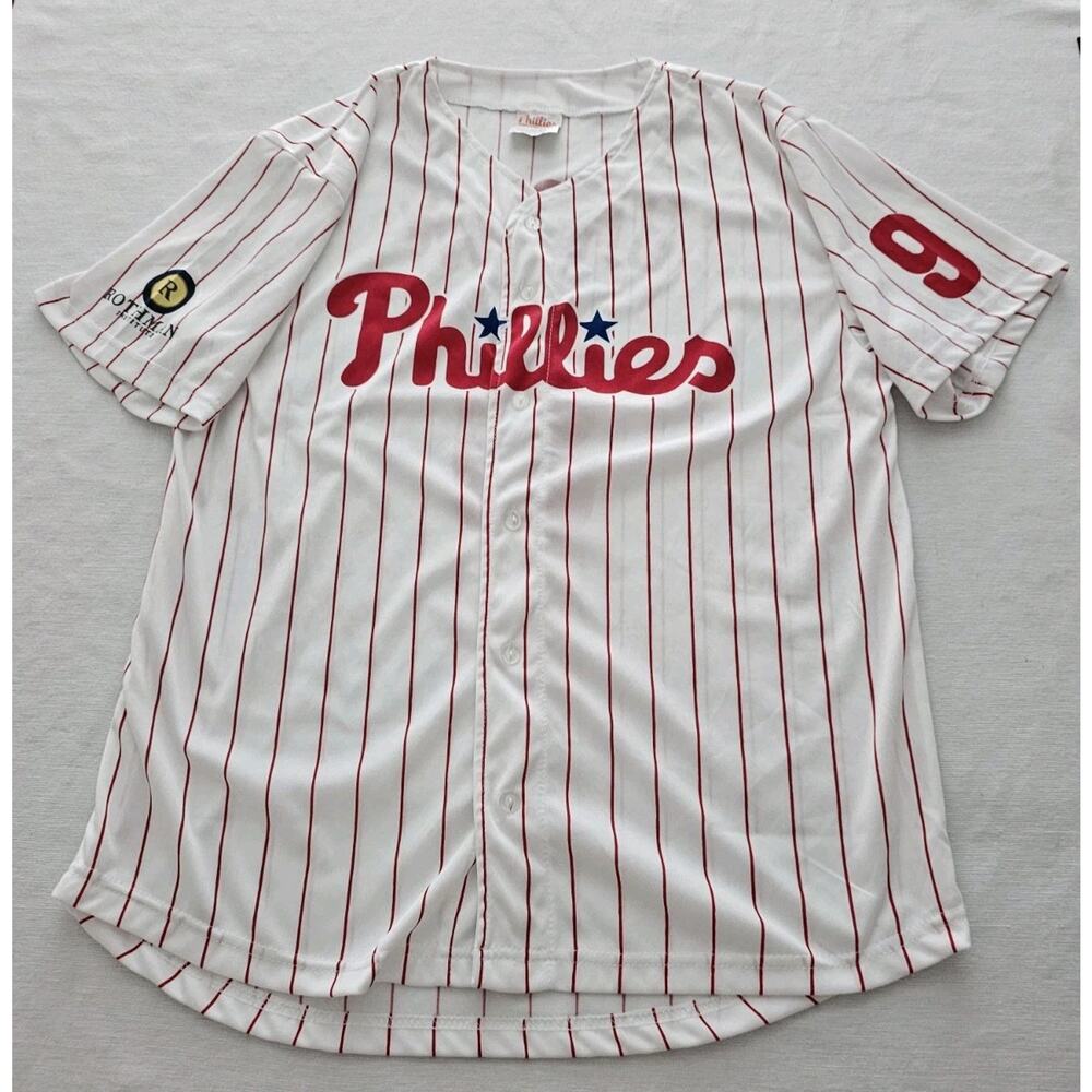 Philadelphia Phillies White and Red Striped Short Sleeve Jersey